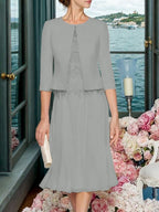 Corinna Faye Silver front view mother of the bride dress
