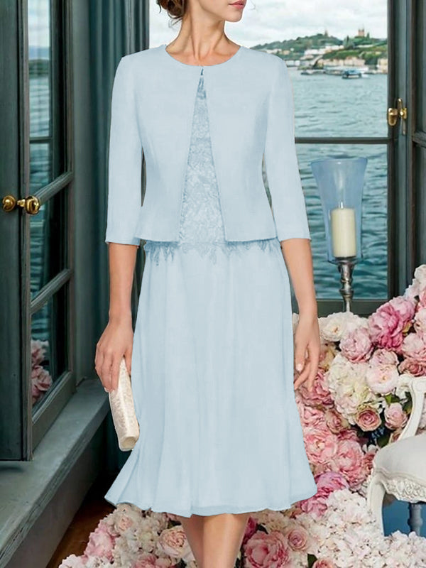 Corinna Faye Sky Blue front view mother of the bride dress