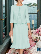 Corinna Faye Pool Blue back view mother of the bride dress