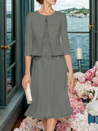 Corinna Faye Steel Grey front view mother of the bride dress