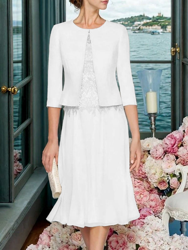 Corinna Faye White front view mother of the bride dress