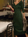 Verena Claire Hunter Green front view mother of the bride dress