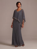 Ophelia June Steel Grey front view mother of the bride dress