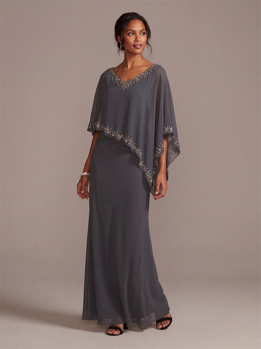 Ophelia June Steel Grey front view mother of the bride dress