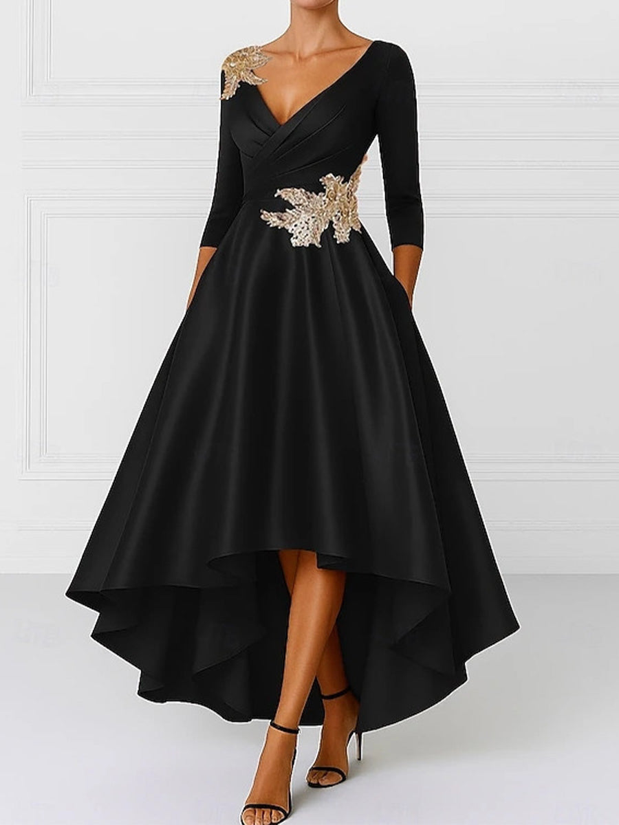 Mirabel Rose Black front view mother of the bride dress