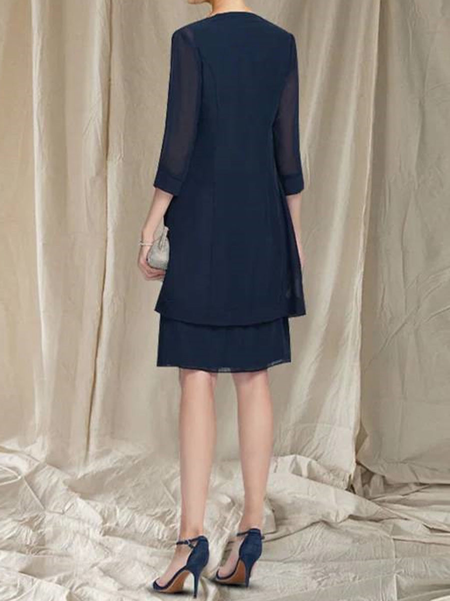 Imogen Sabella Navy Blue side view mother of the bride dress