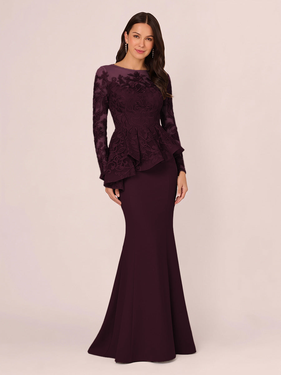 Primrose Kate Cabernet front view mother of the bride dress