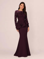 Primrose Kate Cabernet front view mother of the bride dress
