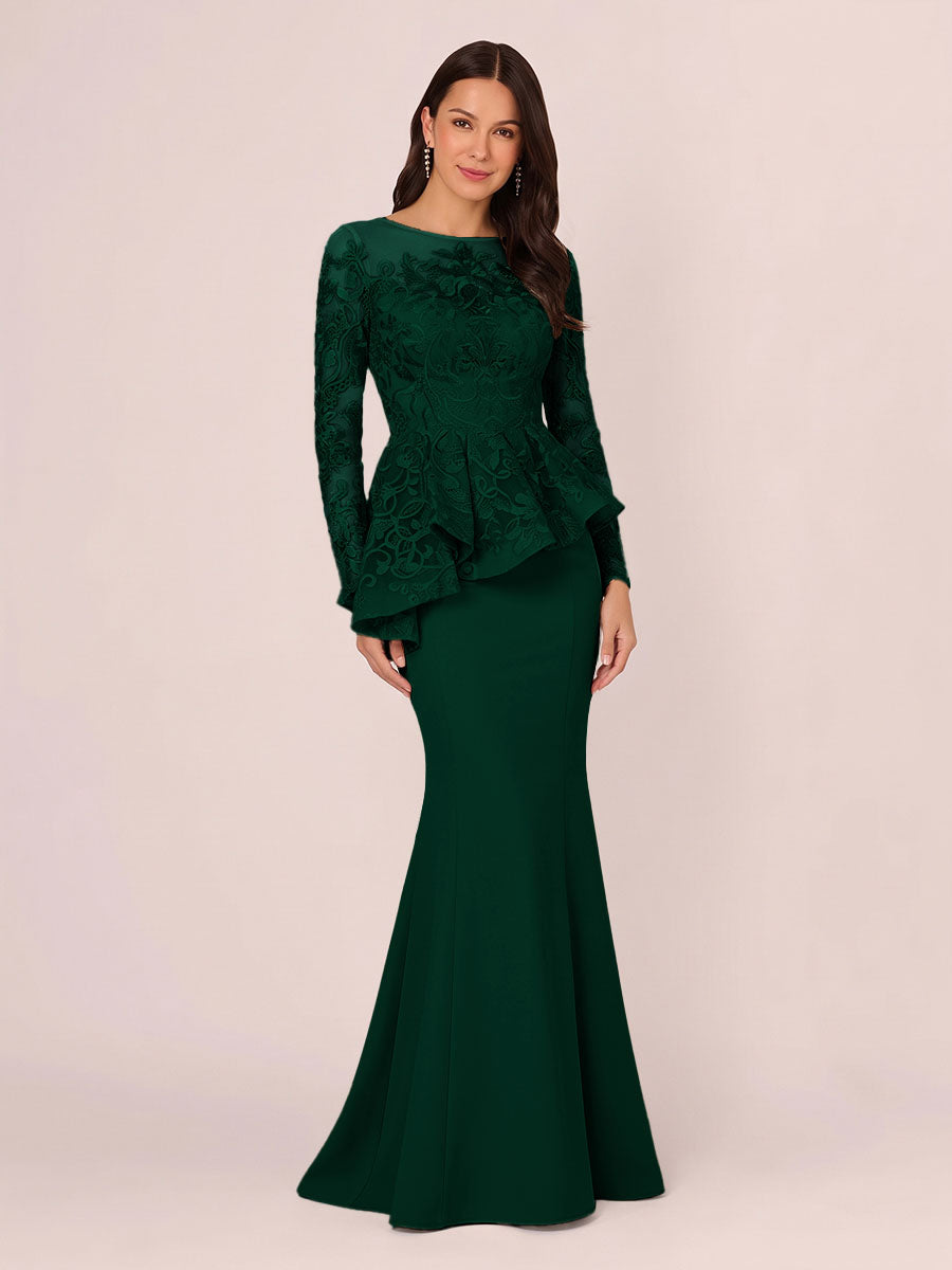 Primrose Kate Hunter Green front view mother of the bride dress
