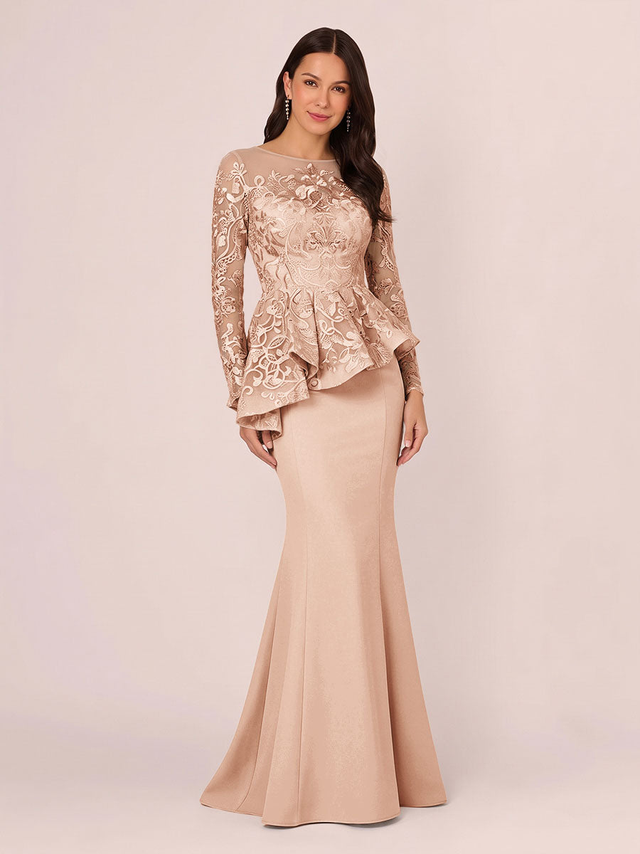 Primrose Kate Peach front view mother of the bride dress