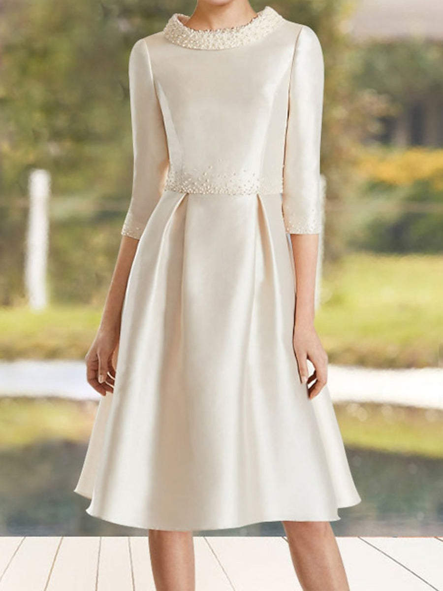 Adelaide Pearl Ivory front view mother of the bride dress
