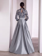 Felicity Monroe Silver back view mother of the bride dress