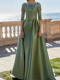 Rowena Elise Olive Green front view mother of the bride dress