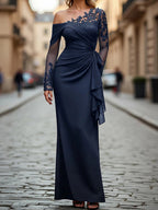 Eugenia Pearl Black back view mother of the bride dress