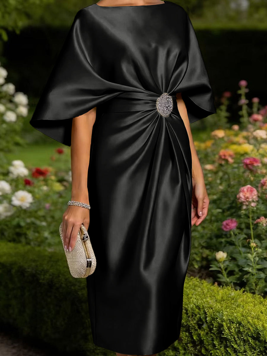 Leonora Blythe Black front view mother of the bride dress