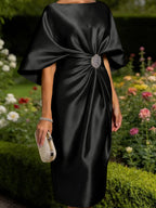 Leonora Blythe Black front view mother of the bride dress