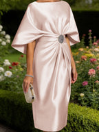 Leonora Blythe Blush front view mother of the bride dress