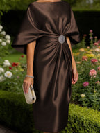 Leonora Blythe Brown front view mother of the bride dress