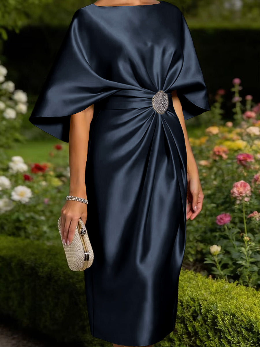 Leonora Blythe Navy Blue front view mother of the bride dress