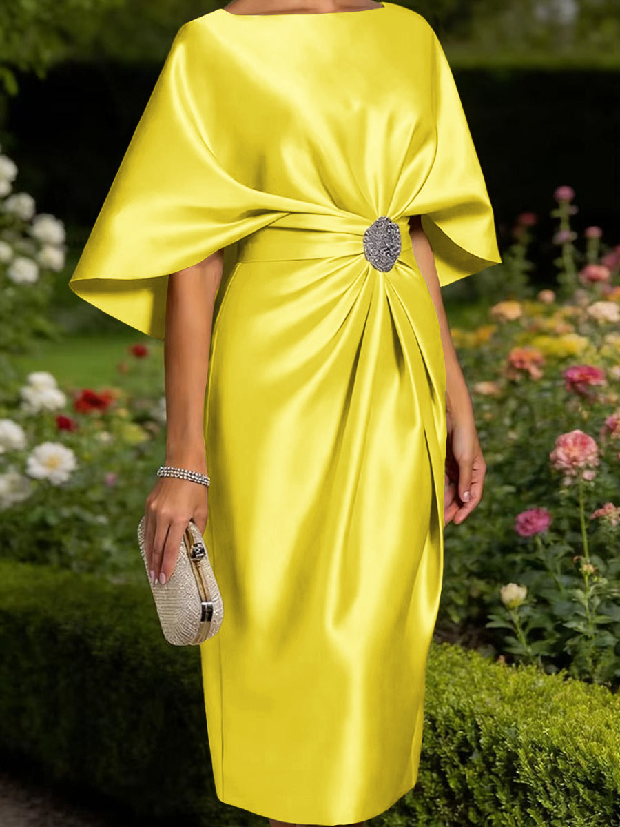 Leonora Blythe Yellow front view mother of the bride dress