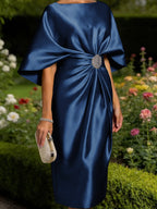 Leonora Blythe Navy Blue side view mother of the bride dress