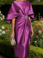 Leonora Blythe Orchid front view mother of the bride dress