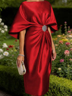 Leonora Blythe Red front view mother of the bride dress