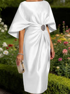 Leonora Blythe White front view mother of the bride dress