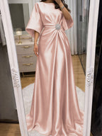 Noelle Celine Blush front view mother of the bride dress