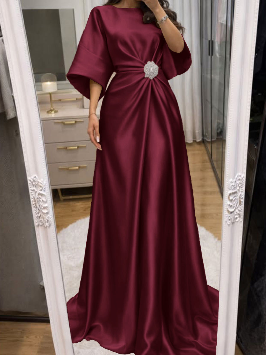 Noelle Celine Burgundy front view mother of the bride dress