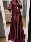 Noelle Celine Cabernet front view mother of the bride dress