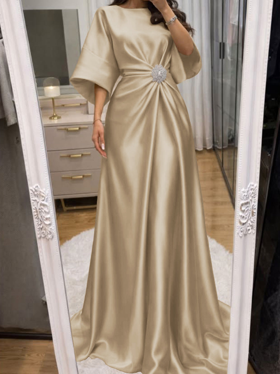 Noelle Celine Champagne front view mother of the bride dress