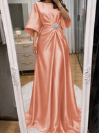 Noelle Celine Coral back view mother of the bride dress