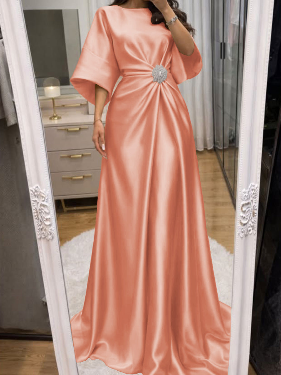Noelle Celine Coral back view mother of the bride dress