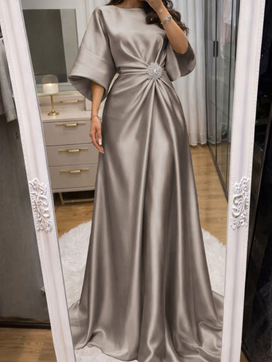 Noelle Celine Steel Blue back view mother of the bride dress