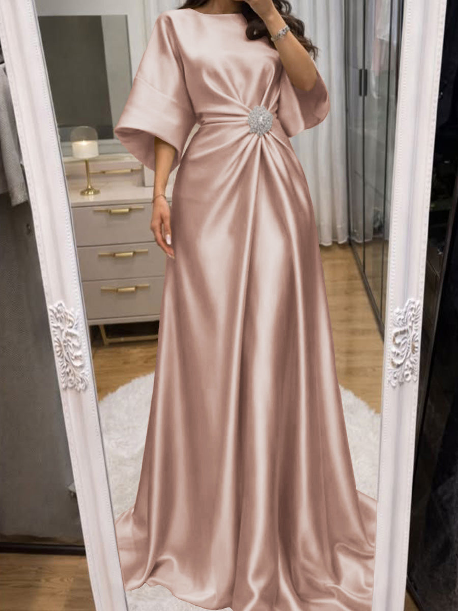 Noelle Celine Dusty Rose front view mother of the bride dress