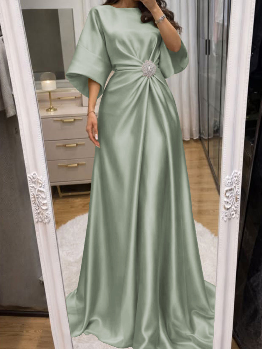 Noelle Celine Sage Green front view mother of the bride dress