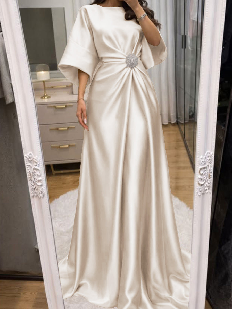 Noelle Celine Silver back view mother of the bride dress
