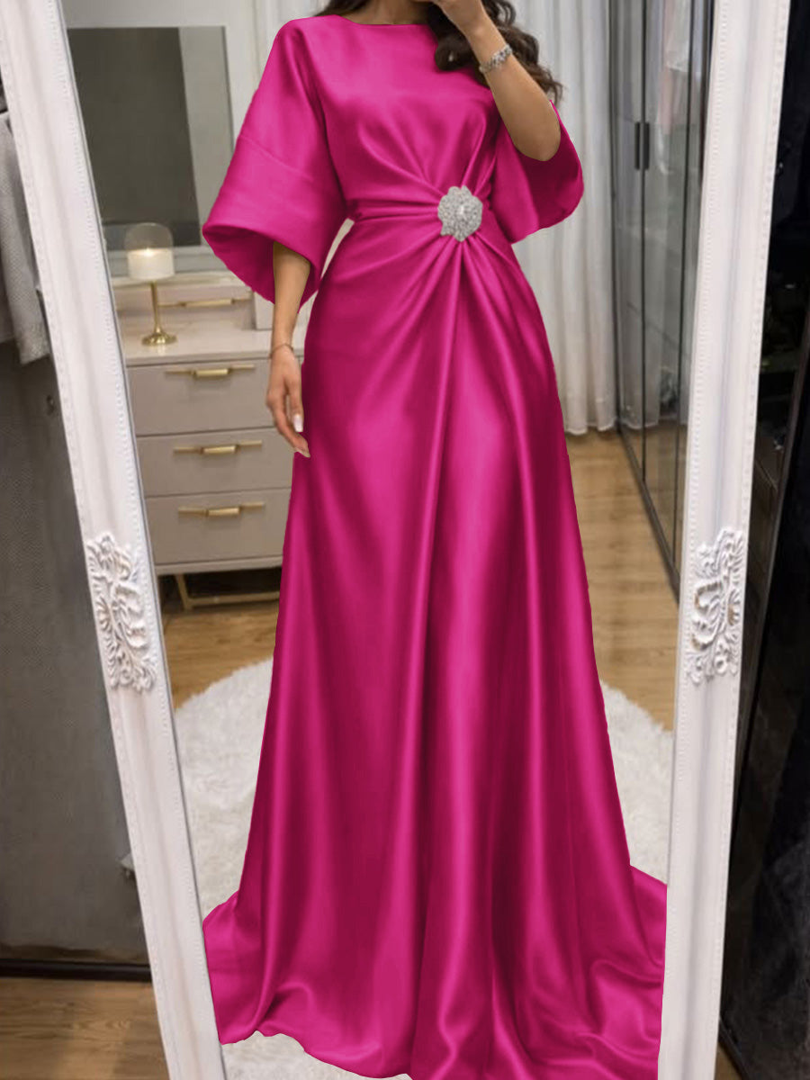 Noelle Celine Fuchsia front view mother of the bride dress