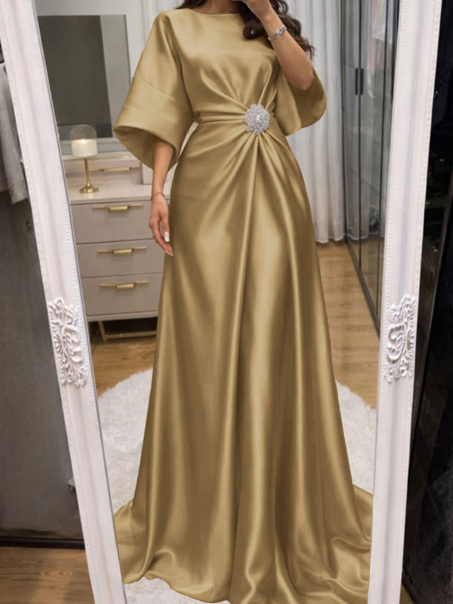 Noelle Celine Gold back view mother of the bride dress