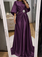 Noelle Celine Grape front view mother of the bride dress