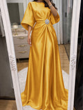 Noelle Celine Gold front view mother of the bride dress