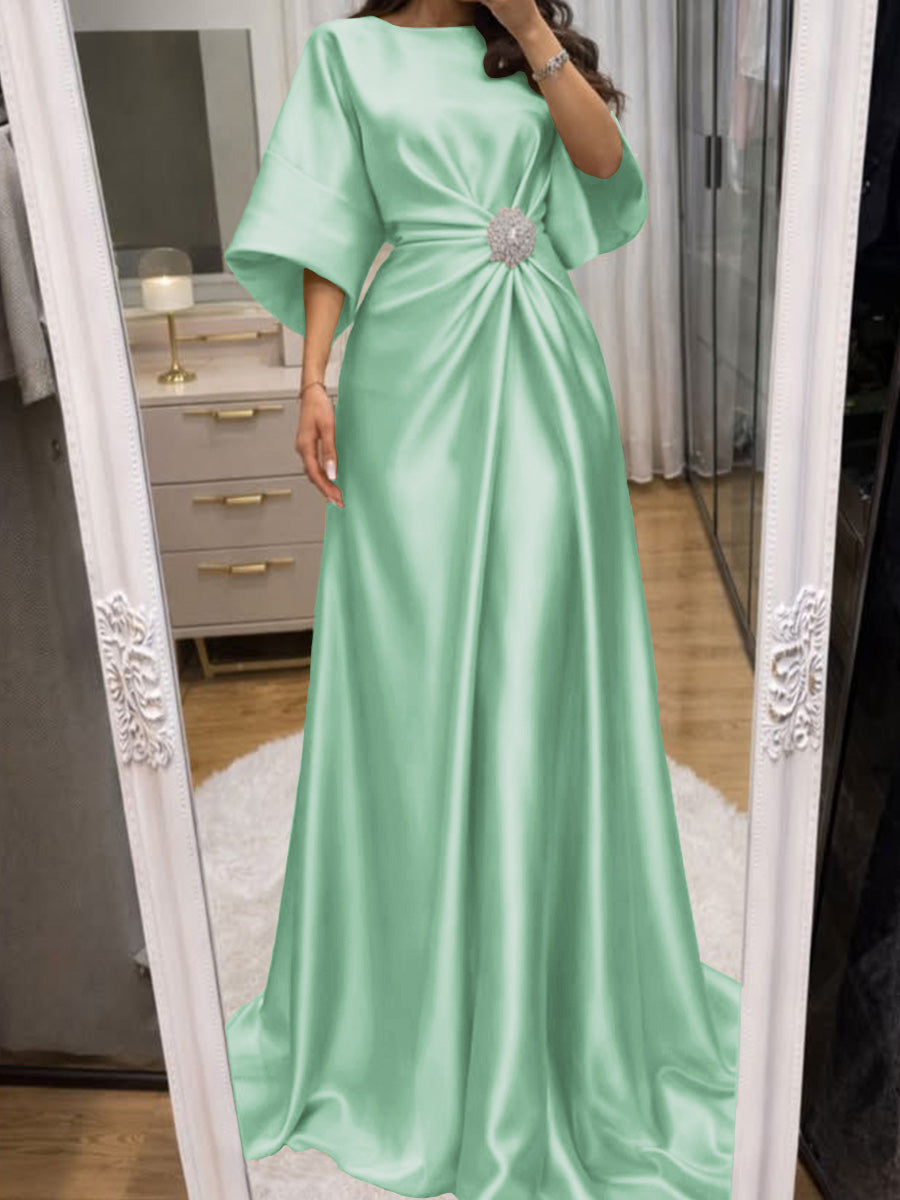 Noelle Celine Mint Green front view mother of the bride dress