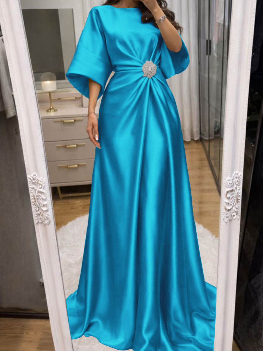 Noelle Celine Ocean Blue front view mother of the bride dress