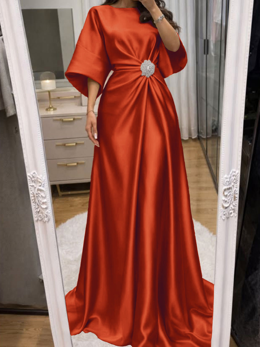 Noelle Celine Peach front view mother of the bride dress