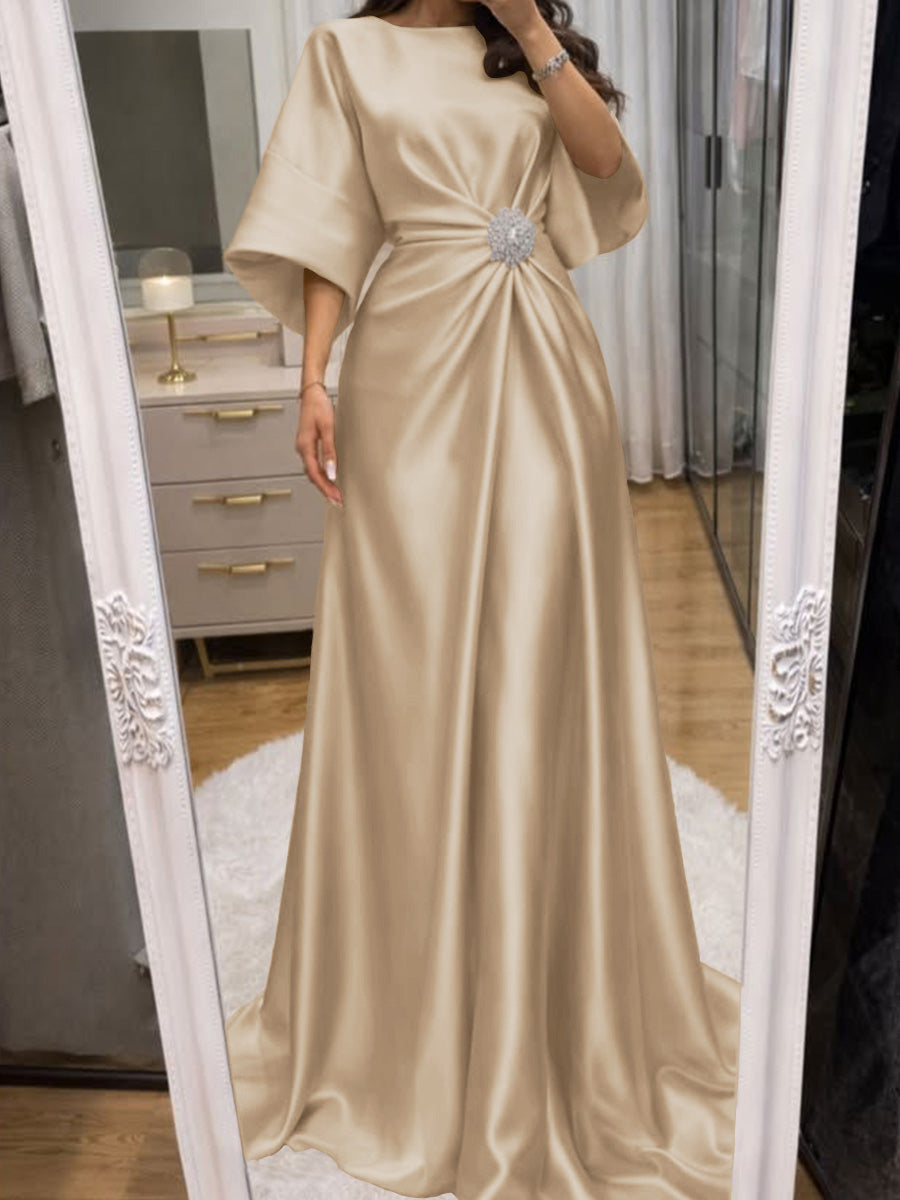 Noelle Celine Peach back view mother of the bride dress