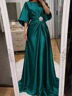 Noelle Celine Peacock front view mother of the bride dress