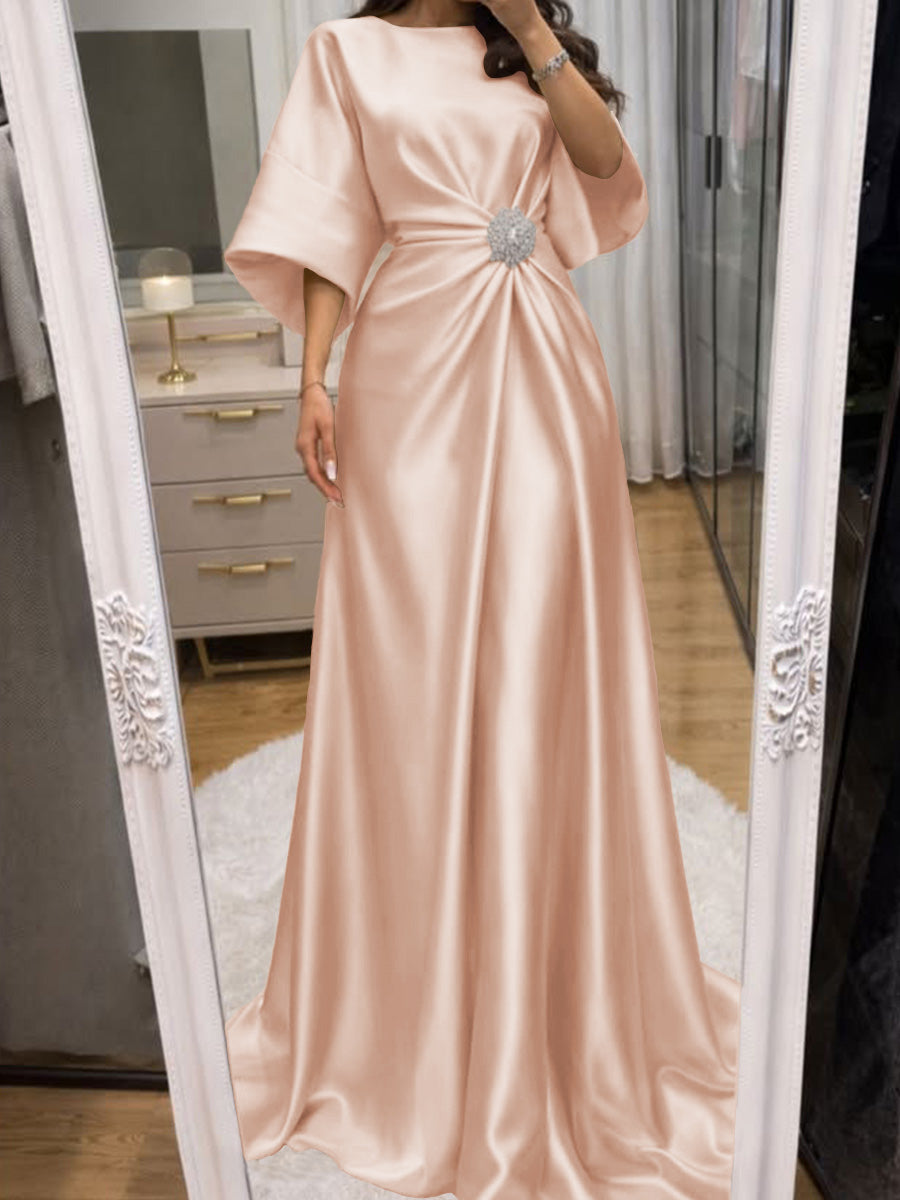 Noelle Celine Pearl Pink front view mother of the bride dress