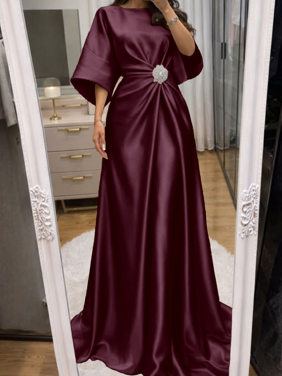 Noelle Celine Plum back view mother of the bride dress