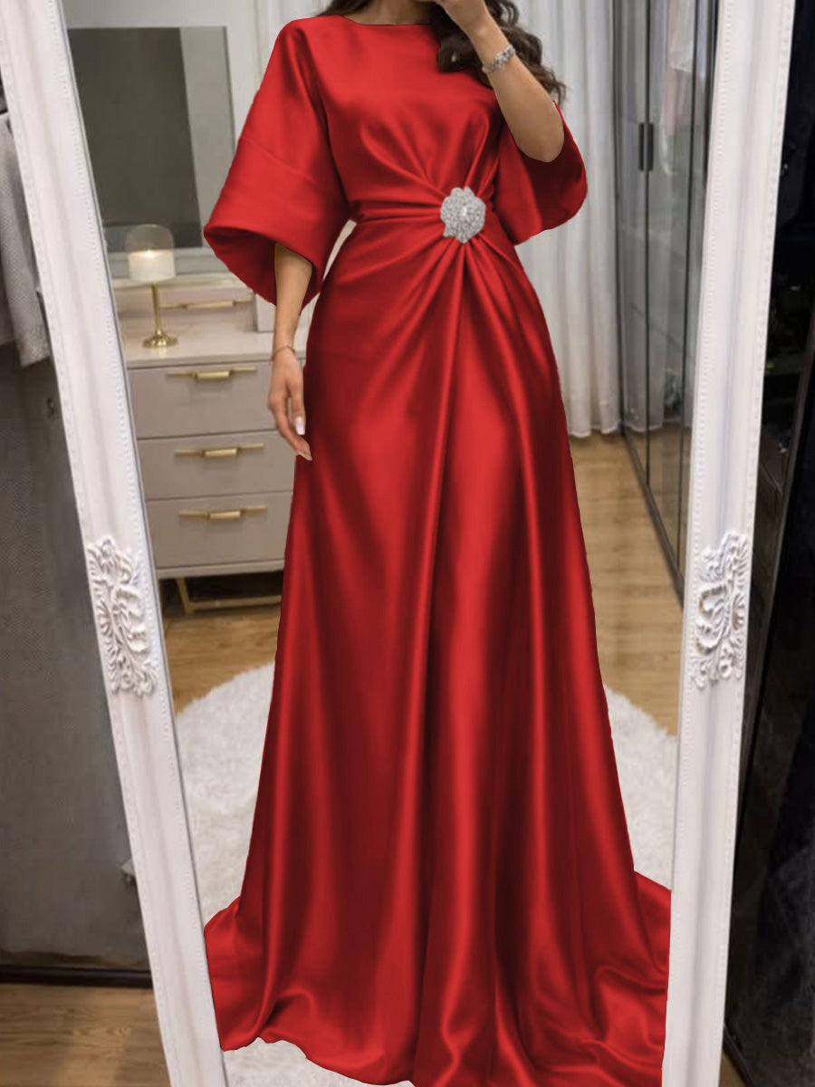 Noelle Celine Red front view mother of the bride dress